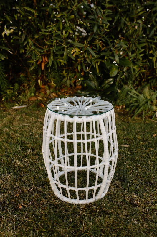 White Woven Side Tables