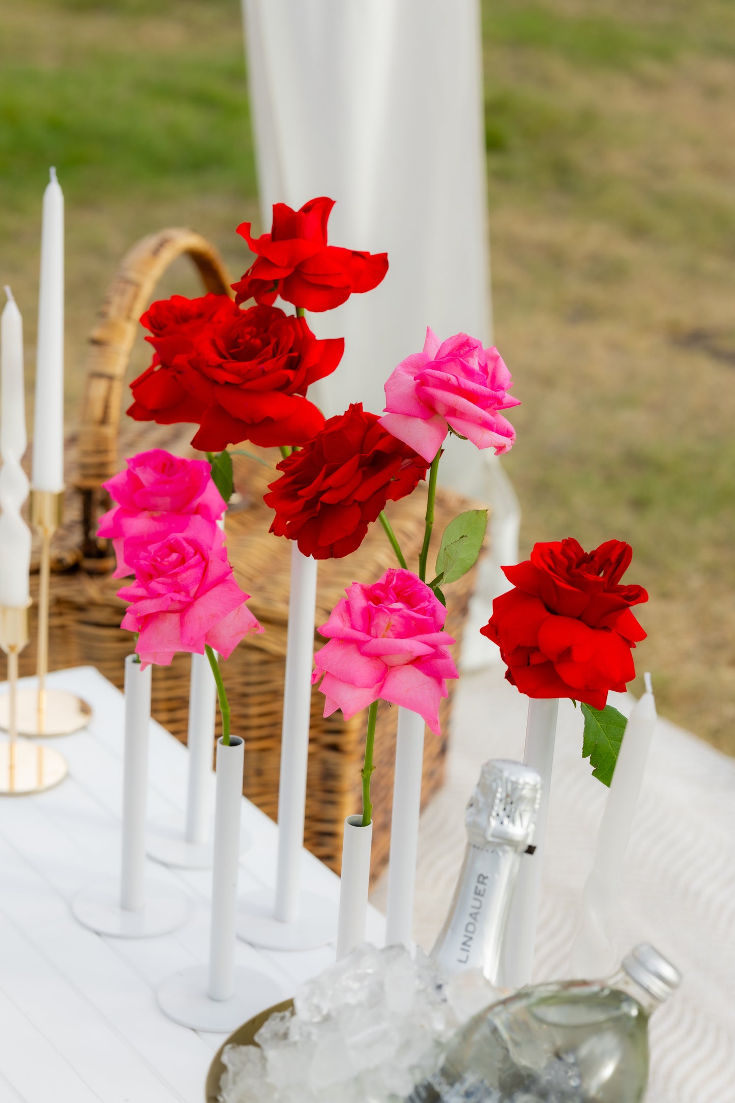 Proposal with bouquet and fresh flowers in Queenstown