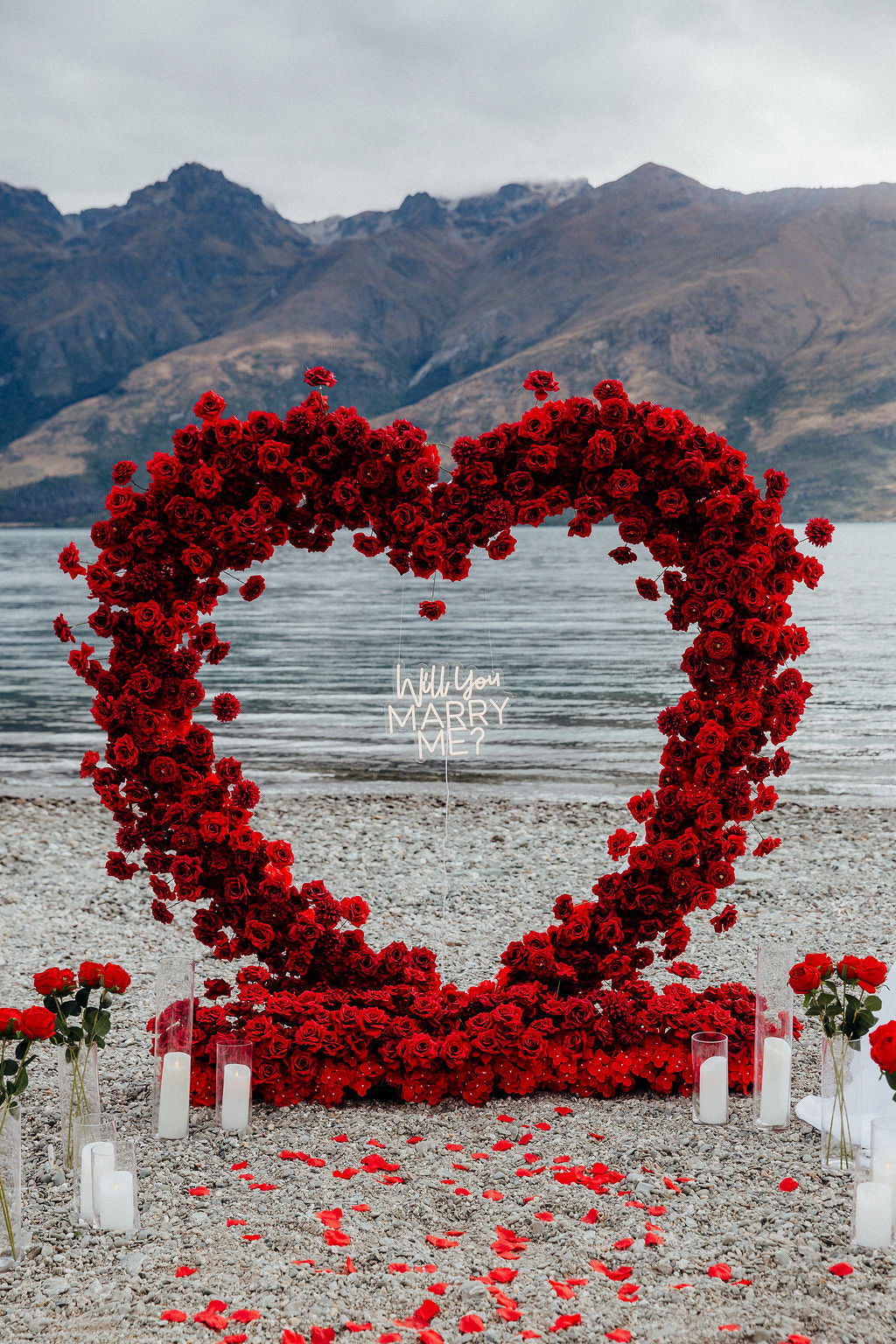 Floral Heart Proposal Setup
