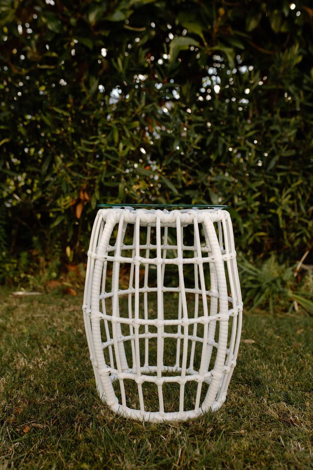 White Woven Side Tables
